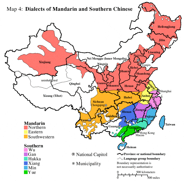 The Map of Dialects in China Chinese to English Translation