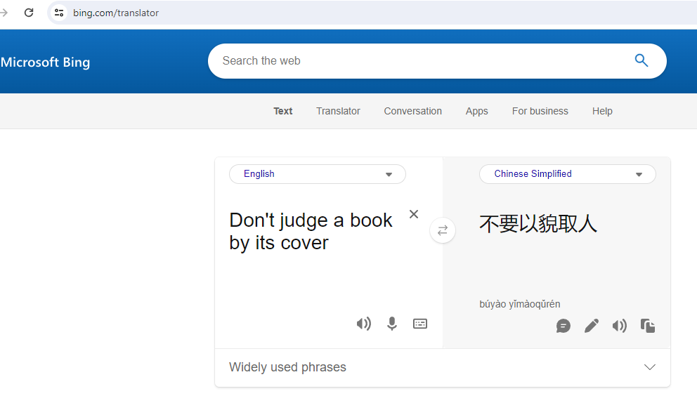 Bing Translator - From English to Chinese